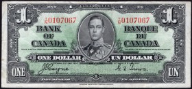 Canada 1 Dollar 1937 RARE!
P# 21d; № T/N 0107067; Sign. Coyne & Towers; RARE!