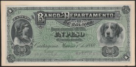 Colombia 1 Peso 1888 Specimen VERY RARE
P# S422s; on a cardstock