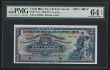Costa Rica 2 Colones 1924 - 1929 Specimen PMG 64 EPQ Choice UNC
#000000; P# 184s; Caja de Conversion