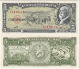 Cuba 5 Pesos 1960
#R117615A; P# 91c; UNC-