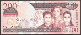 Dominican Republic 200 Pesos 2007 
P# 178a; UNC