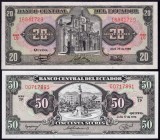 Ecuador Lot of 2 Banknotes 1974 - 1986
20 - 50 Sucres; P# 116d, 121Aa; UNC