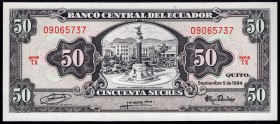 Ecuador 50 Sucres 1984 
P# 122a; UNC