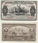 Guatemala 5 Pesos 1897 - 1920 Specimen
Pick# s112s; UNC