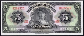 Mexico 5 Pesos 1969 
P# 60j; № B 208525; UNC