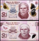 Mexico 50 & 50 Pesos 2005 -2013
UNC; Polymer; "Jose Maria Morelos"; Set 2 PCS