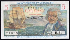 Saint Pierre and Miquelon 5 Francs 1950 -1960 RARE!
P# 22; № B.81 21028; UNC; "Louis Antoine de Bougainville"; RARE!