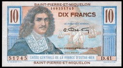 Saint Pierre and Miquelon 10 Francs 1950 -1960 RARE!
P# 23; № D.41 51745; UNC; "Colbert"; RARE!