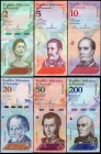 Venezuela Lot of 6 Banknotes 2018
2 - 5 - 10 - 20 - 50 - 200 Bolivares; P# 101, 102, 103, 104, 105, 107; UNC