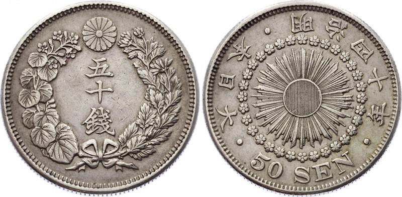 Japan 50 Sen 1907 (40)
Y# 31; Silver; Meiji