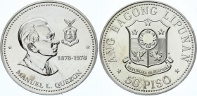Philippines 50 Piso 1978 
KM# 222; Silver; 100th Anniversary of the Birth of Manuel Quezon; Mintage 10.000 Pcs