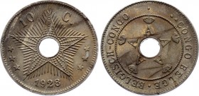 Belgian Congo 10 Centimes 1928 
KM# 18; Copper-Nickel; UNC