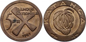 Katanga 5 Francs 1961 
KM# 2; UNC Mint Luster