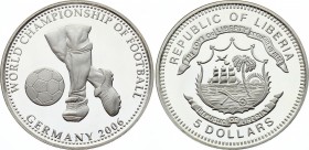 Liberia 5 Dollars 2006 
Silver Proof; Football World Championship - Germany