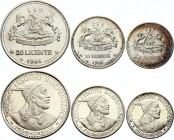 Lesotho Lot of 3 Coins 1966 
5 10 20 Licente 1966; Silver Proof; Independence Attained