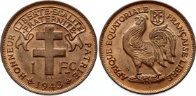 Madagascar 1 Franc 1943 SA
KM# 2; Bronze; AUNC