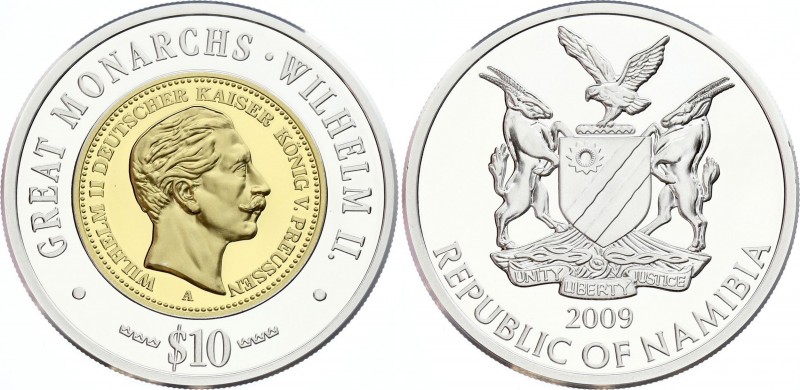 Namibia 10 Dollars 2009 
Silver (.999) Plated Bronze 20g 35mm; Great Monarchs -...