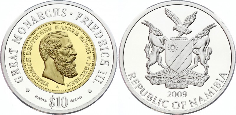 Namibia 10 Dollars 2009 
Silver (.999) Plated Bronze 20g 35mm; Great Monarchs -...