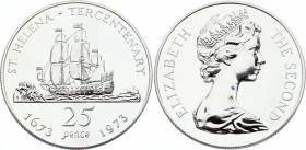Saint Helena 25 Pence 1973 
KM# 5a; Silver; Mintage 10000 Pieces; St. Helena Tercentenary; Proof