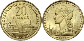 French Somaliland 20 Francs 1952 Essai
KM# E4; MIntage 1400. UNC.