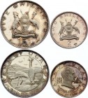 Uganda Lot of 2 Coins 1970 
2 & 5 Shillings 1970; Silver Proof; Visit of Pope Paul VI