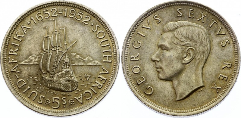 South Africa 5 Shillings 1952 
KM# 41; Silver; 300th Anniversary - Founding of ...