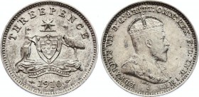 Australia 3 Pence 1910 
KM# 18; Silver; Edward VII; UNC