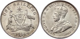Australia 1 Shilling 1916 M Rare
KM# 26; Silver; George V; UNC
