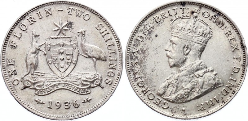 Australia 1 Florin 1936 
KM# 27; Silver; George V; XF