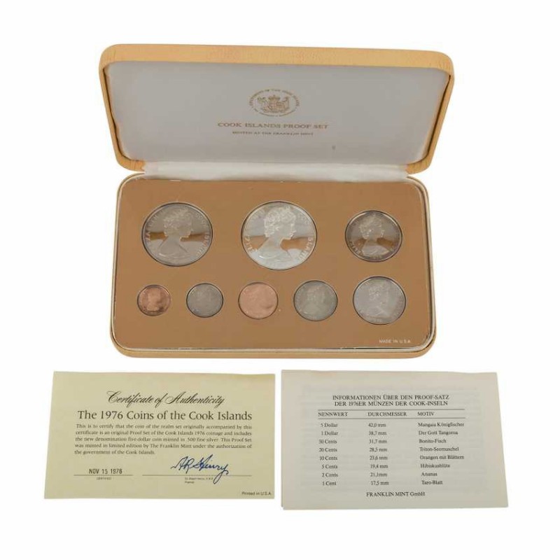 Cook Islands Proof Set 1976 
With Silver; Proof; With Original Box & Certificat...