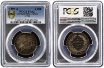 German New Guinea 2 Mark 1894 A PROOF PCGS PR26
KM# 6, J# 706. Very rare coin in Proof.