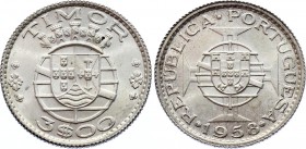 Timor 3 Escudos 1958 
KM# 14; Silver; UNC