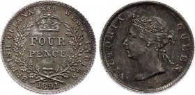 British Guiana 4 Pence 1891 
KM# 26; Silver; Victoria; UNC- Very Rare in this Grade