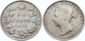 Canada 50 Cents 1872 H Rare
KM# 6; Silver; Victoria