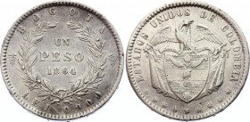 Colombia 1 Peso 1864 
KM# 139.1; Silver; VF-XF