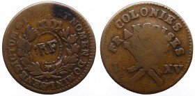 Guadeloupe - French Occupation 3 Sols 9 Deniers 1793 (ND)
KM# 1; Bronze 12.59g; Countermark on French Colonial 12 Deniers
