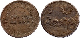 Peru 1/4 Peso 1823 LIMA
KM# 138; Provisional Coinage