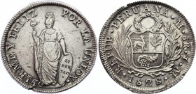 Peru 8 Reales 1828 LIMAE JM
KM# 142.3; Silver; XF+