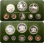 Trinidad and Tobago Full Set of 8 Coins 1975 
1 5 10 25 50 Cents 1 5 10 Dollars 1977; Proof; With Silver; Comes with Original Box & Certificate