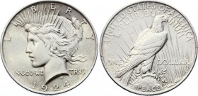 United States Peace Dollar 1924 
KM# 150; Silver; "Peace Dollar"