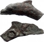 Ancient World Ancient Greece Skythia, Olbia in shape of dolphin 400 - 350 BC With Letters
Cast Bronze 1.28g 22x9mm