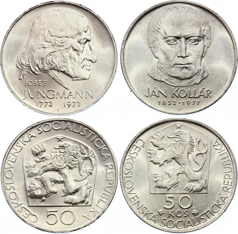 Czechoslovakia Lot of 2 Coins 1973 - 1977
50 Korun 1973 - 1977; Silver; Jan Kol...