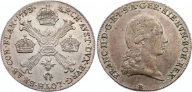 Austrian Netherlands 1/4 Kronenthaler 1793 B - Kremnitz
KM# 60; Silver; Franz II; XF+ with Amazaing Toning