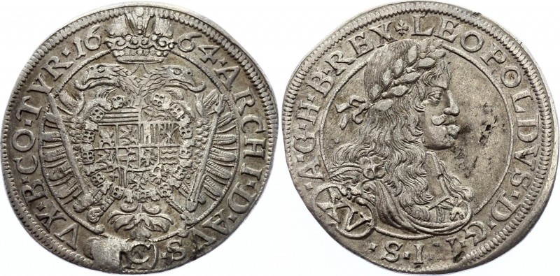 Austria 15 Kreuzer 1664 CA - Wien
KM# 1170; Silver; Leopold I