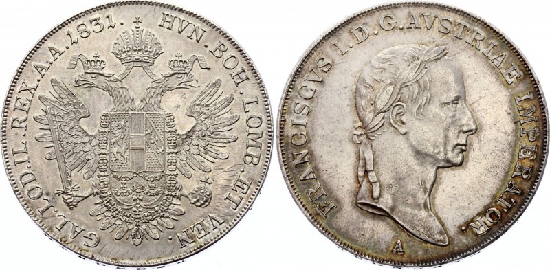 Austria Thaler 1831 A Wien
KM# 2163, Dav# 9; Franz I. Silver, AUNC-UNC, full mi...