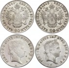Austria Lot of 2 Coins 1840 - 1845
20 Kreuzer 1840 A & 1845 C