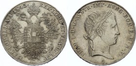 Austria Thaler 1845 A - Wien
KM# 2240; Silver; Ferdinand l; XF+/AUNC-
