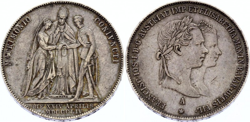 Austria Gulden 1854 A - Wien
X# M1; Silver; Wedding of Franz Joseph and Sissi; ...