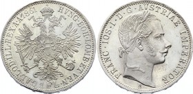 Austria 1 Florin 1861 
KM# 2219; Silver; Franz Joseph I; UNC Prooflike Surface with minor scratches