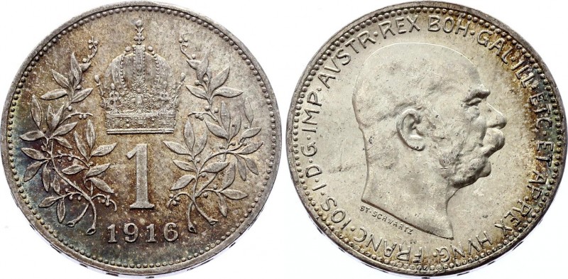 Austria 1 Corona 1916
KM# 2820; Silver; UNC